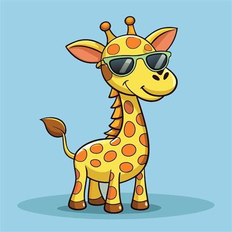 Joyful Full Body Giraffe Wearing Sunglasses Cartoon Vector Premium Ai