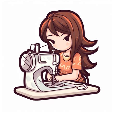 Premium AI Image | A cartoon illustration of a woman sewing on a sewing ...