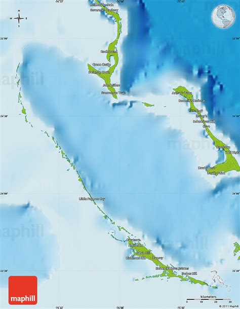 Physical Map of Exuma