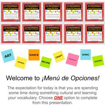 Asynchronous Spanish Choice Boards High Interest Culture Lessons