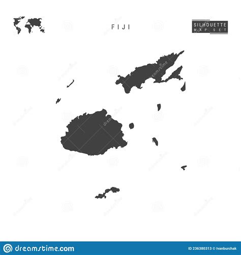 Fiji Vector Map Isolated On White Background High Detailed Black