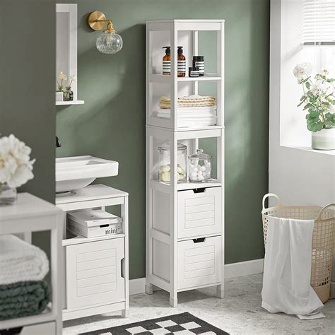 Sobuy Frg126 W White Tall Bathroom Storage Cabinet With 3 Shelves And Sobuy Uk