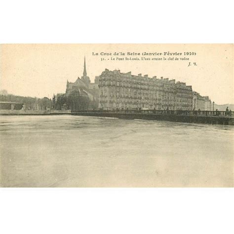 Inondation Et Crue De Paris Pont Saint Louis Eau Sous Clef De