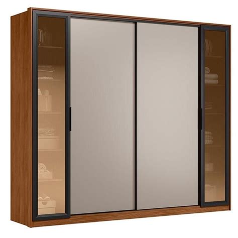 Guarda Roupa Casal Laredo Nogueira Nude Prime Tx Flex Vidro