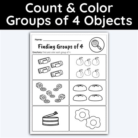 Number 4 Count and Color Groups Worksheet | Counting worksheets ...