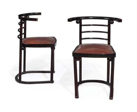 Josef Hoffmann 1870 1956 A Pair Of Leather And Stained Bentwood