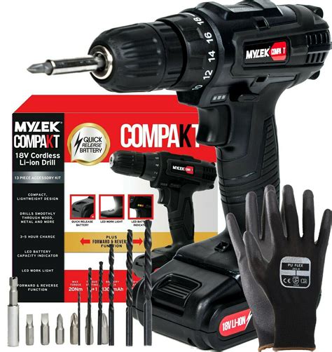 Mylek V Cordless Drill Driver Screwdriver Diy Set Lithium Ion Mah