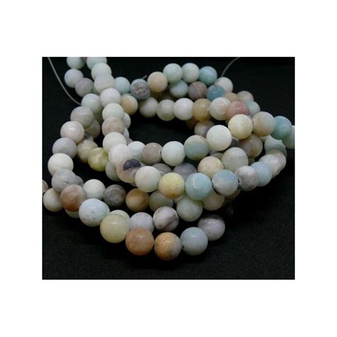 HD616 Lot 1 Fil D Environ 96 Perles Rondes Amazonite Effet Givre 4mm