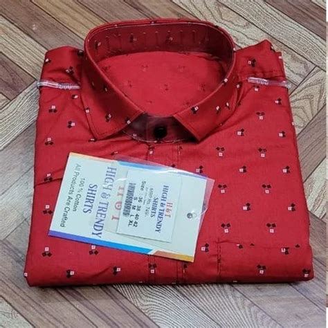 Printed Mens Red Cotton Shirts Casual Full Sleeves At Rs 231 Piece In