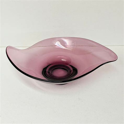 Viking Art Glass Epic Oblong Bon Bon 1149 Amethyst Purple Bowl