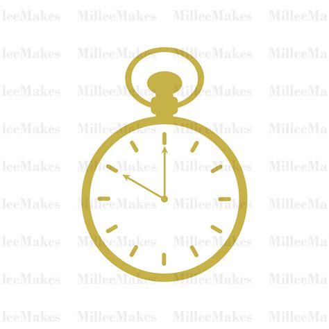 Pocket Watch Vector Timepiece Svg Clock Clip Art Htv Cut File Vinyl