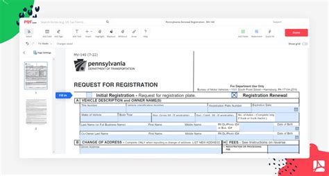 Pennsylvania Vehicle Registration Renewal, MV-140 Form — PDFliner