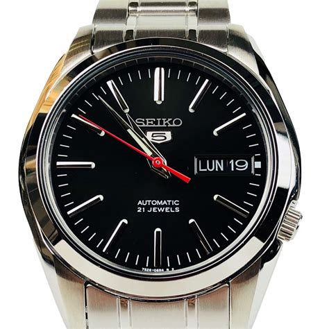 Seiko 5 Automatic Black Dial Stainless Steel Mens Watch Snkl45k1