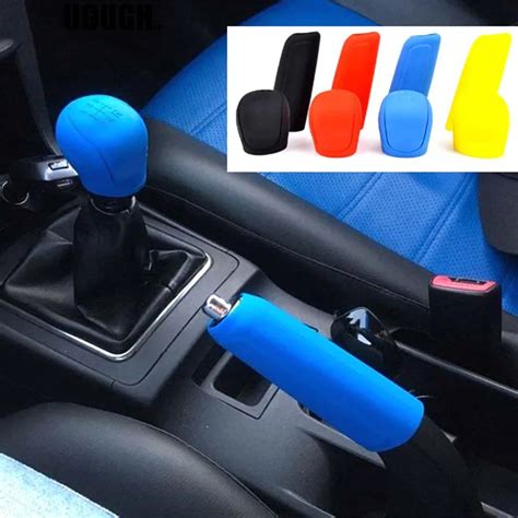 3 Colour 2Pcs Car Silicone Gear Head Shift Knob Cover Handbrake Grip