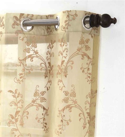 Buy Green Polyester Traditional Sheer Feet Eyelet Curtain By Maspar