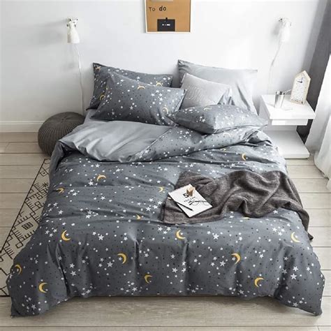 Lifetb Moon Star Print Duvet Cover Queen Modern Style