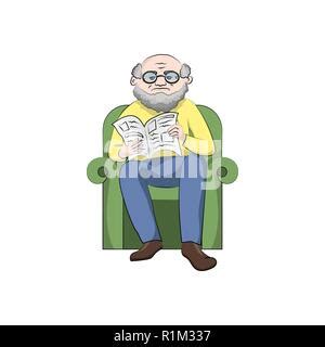 Grandfather Reading The Newspaper Stock Vector Image Art Alamy