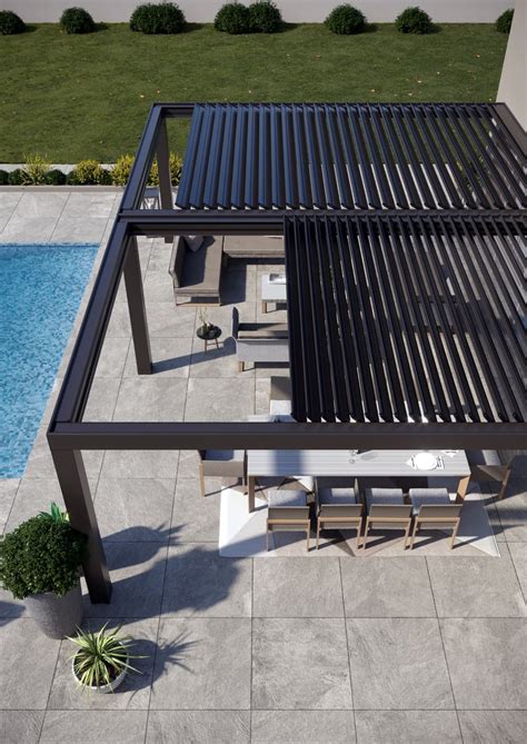 PERGOMOVE Wall Mounted Metal Pergola With Folding Louvers With