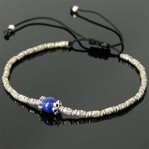 6mm Lapis Lazuli Adjustable Braided Bracelet With S925 Sterling Silver