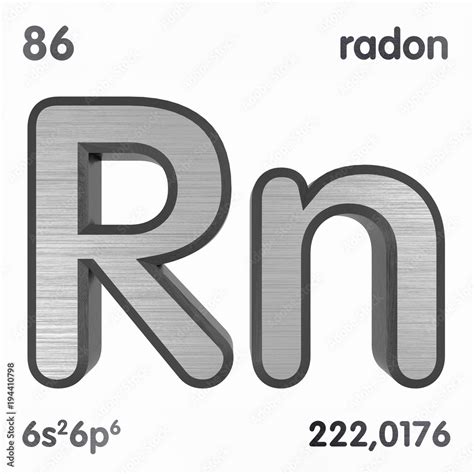 Radon Rn Chemical Element Sign Of Periodic Table Of Elements 3D