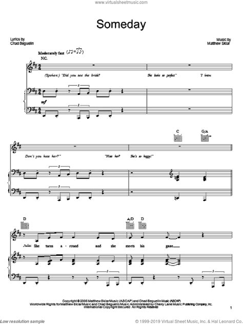 Matthew Sklar Someday Sheet Music For Voice Piano Or Guitar