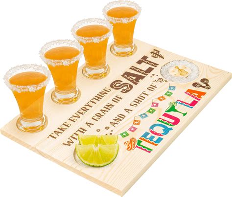 Haooryx Mexican Theme Tequila Shot Glasses Serving Tray