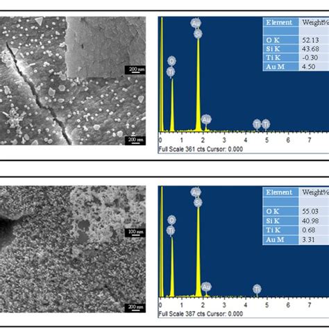 SEM Images And EDS Spectra Indicating The Surface Morphologies And