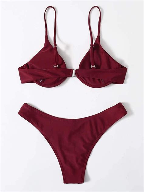 Simple Underwire Bikini Set Burgundy S In Bikini Sets Online Store