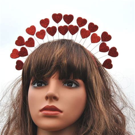 Valentine Headband Queen Of Hearts Crown Adult Red Heart Headpiece Etsy