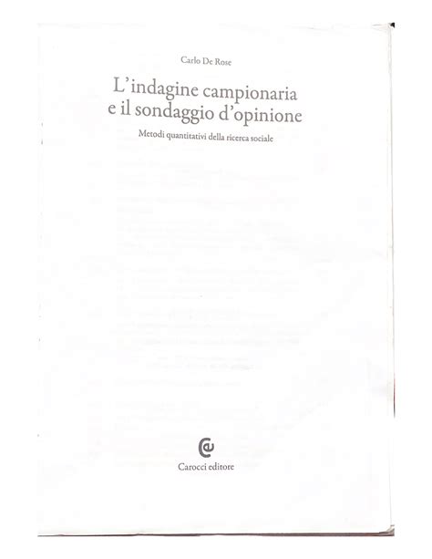 Lindagine Campionaria E Il Sondaggio Di Opinione Scienze Della