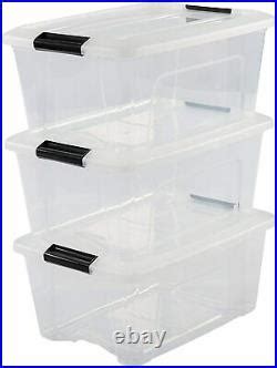 Iris Ohyama Set Of Storage Boxes L With Snap Closure