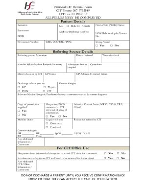 Fillable Online Cit Referral Form Fax Email Print Pdffiller