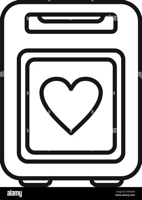 Disease Defibrillator Icon Outline Vector Cardiac Attack Device Electrical Health Stock Vector