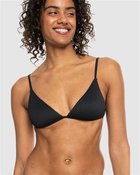 Roxy Rib Roxy Love The Quiver Tri Bikini Top For Women Anthracite