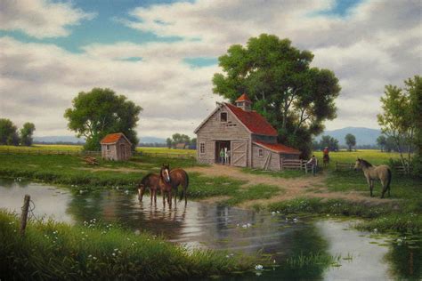 The Old Horse Barn Painting by Barry DeBaun