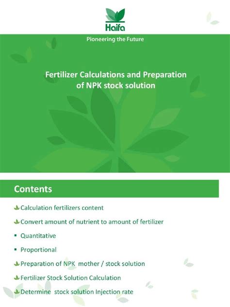 How To Calculate Fertilizers Pdf