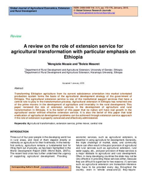 Pdf Global Journal Of Agricultural Economics Extension And Rural