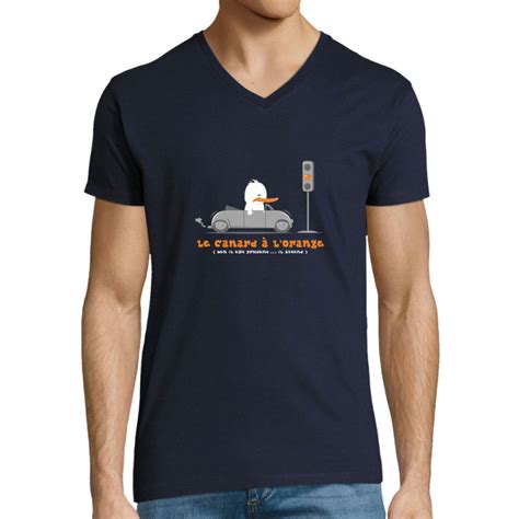 T Shirt Homme Col V Le Canard L Orange