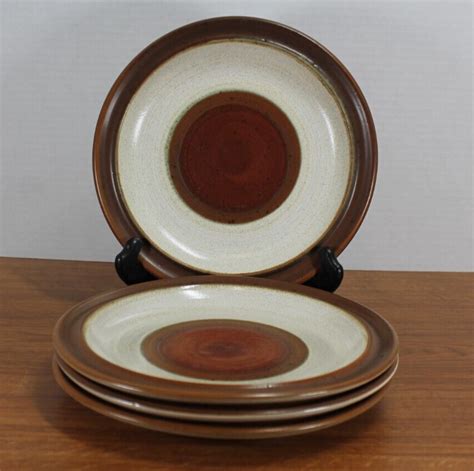 Denby Potter S Wheel Rust Salad Plates FOUR 4 Stoneware EBay