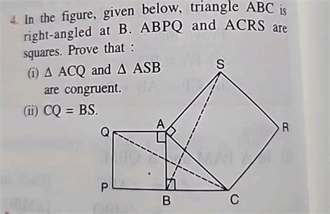 4 In The Figure Given Below Triangle ABC Is Right Angled At B ABPQ An