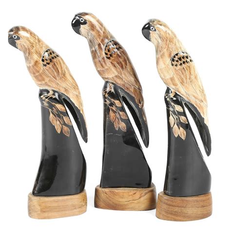 Water Buffalo Horn Parrot Carvings | EBTH