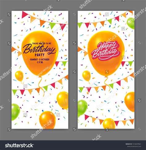 Happy Birthday Vertical Banner Balloons Vector Stock Vector (Royalty Free) 1518287861