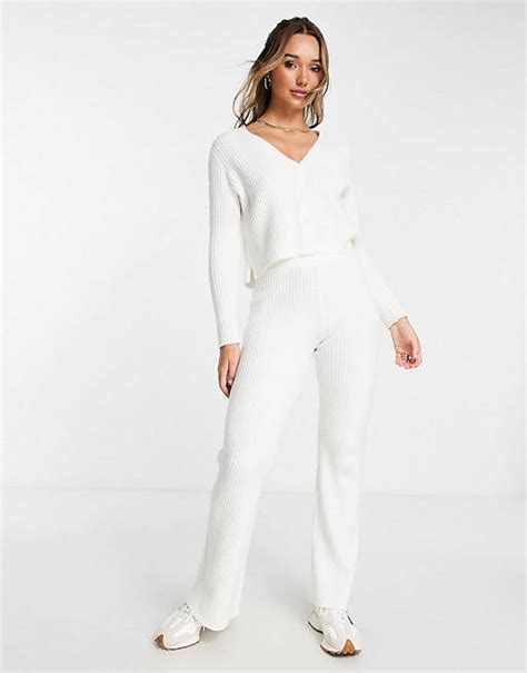 Asos Design Knit Set In Cream Asos