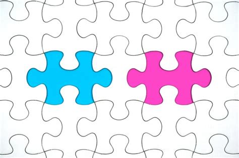 Premium Photo Jigsaw Puzzle On Blue And Pink Background With Copy