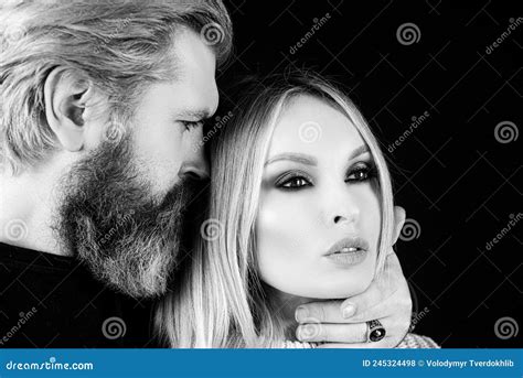 Sensual Couple In Love Close Up Portrait Seduction Concept Feeling