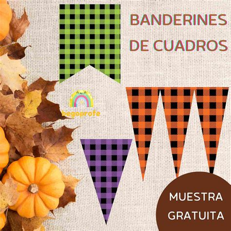 Profes Papel Tijera Banderines de cuadros MUESTRA GRATIS decoración