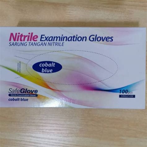 Jual Safeglove Sarung Tangan Karet Nitrile Biru Tua Cobalt Blue L Isi