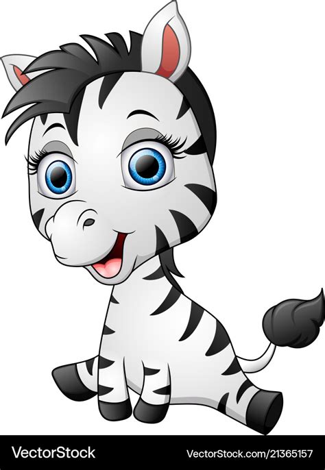 Cartoon cute zebra sitting Royalty Free Vector Image