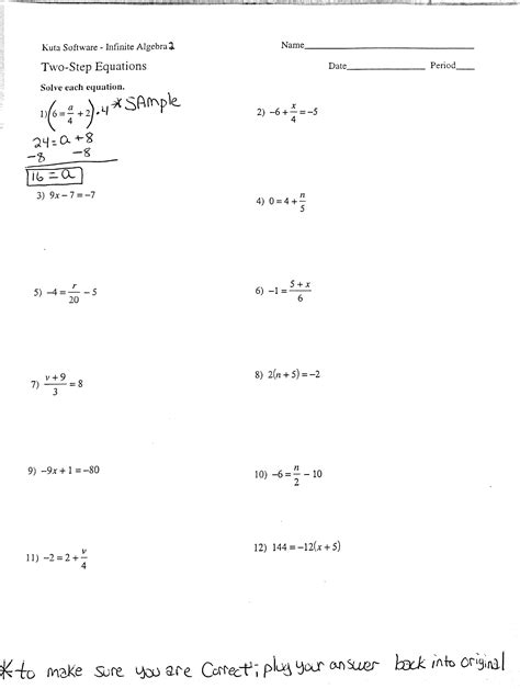 Multi Step Equations Variables On One Side Worksheets