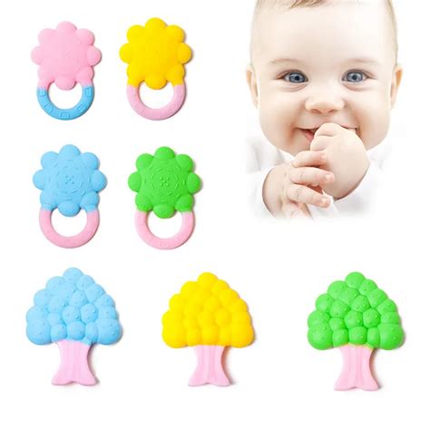 Baby Cute Tree Sun Flower Shape Teether Natural Organic Pain Relief